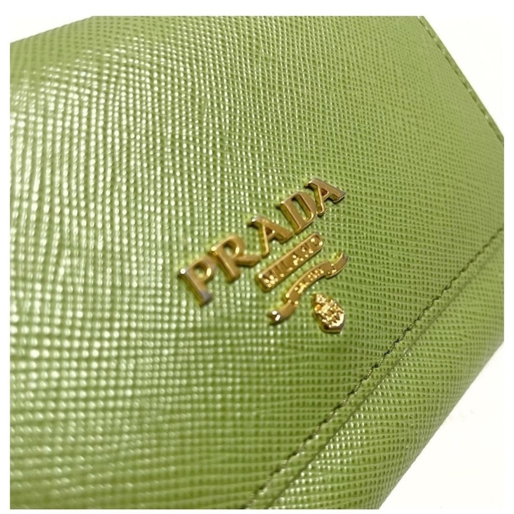 Prada Saffiano Long Snap Wallet- Green - Picture 5 of 9